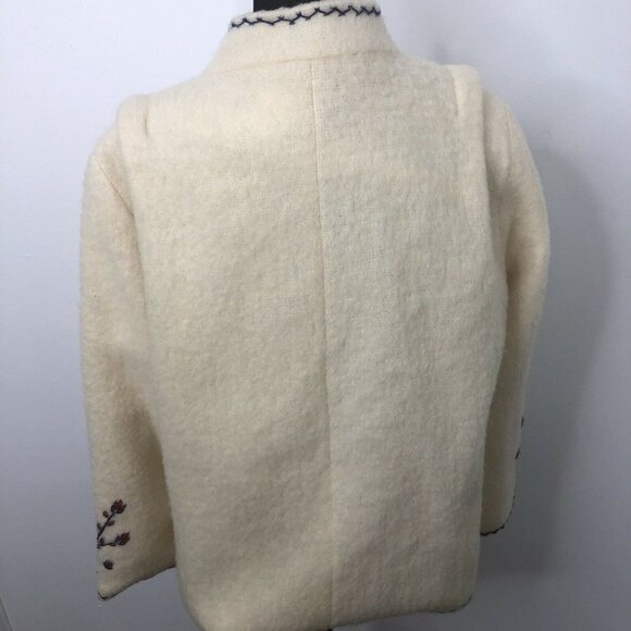 Vintage Fast Dves Wool Floral Embroidered Greece Jacket S Woman Hipster Grandma - Picture 4 of 12